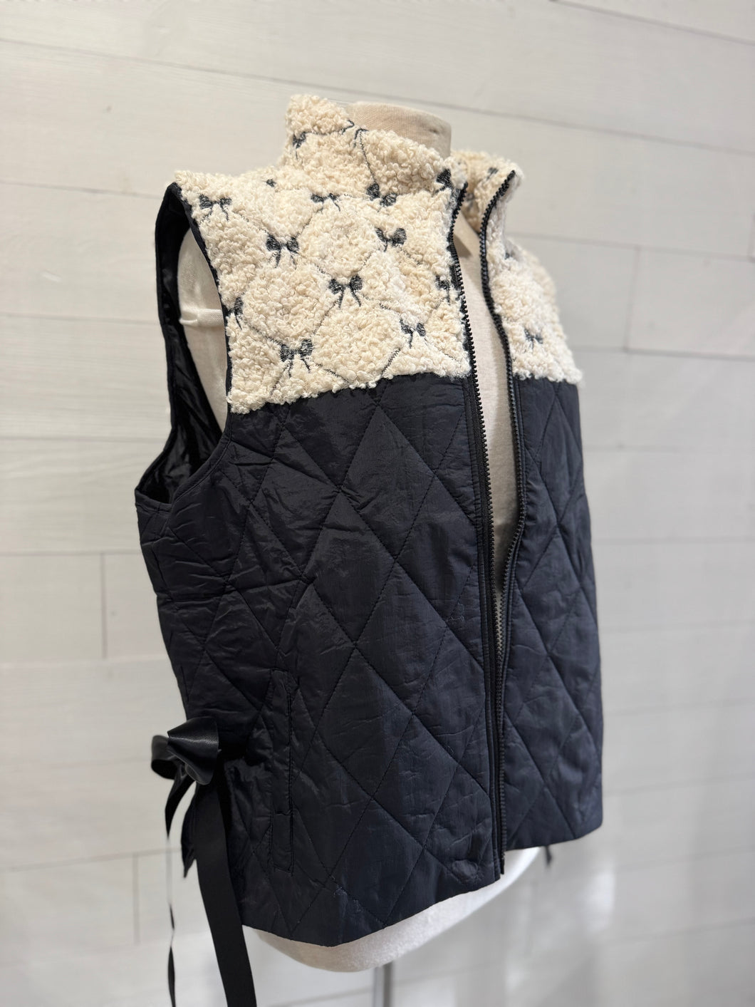 Quilted Bow Sherpa Vest